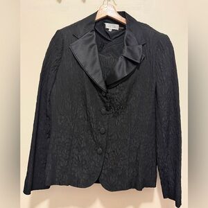 Rickie Freeman Teri Jon Textured Ruffle Blazer Jacket & Skirt Suit Set Sz 14